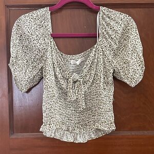 Lush Cream and Green Floral Blouse